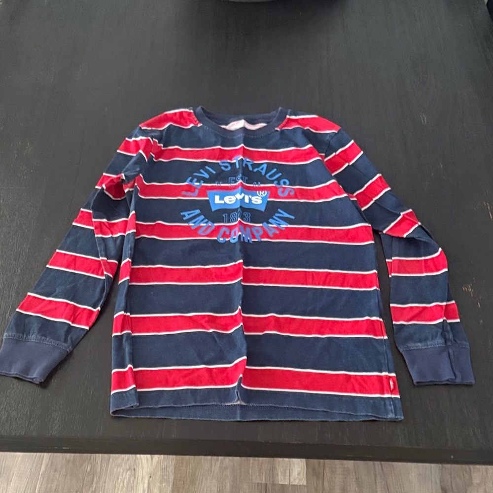 Levi's Kids Navy and Red Striped Long Sleeve Tee
